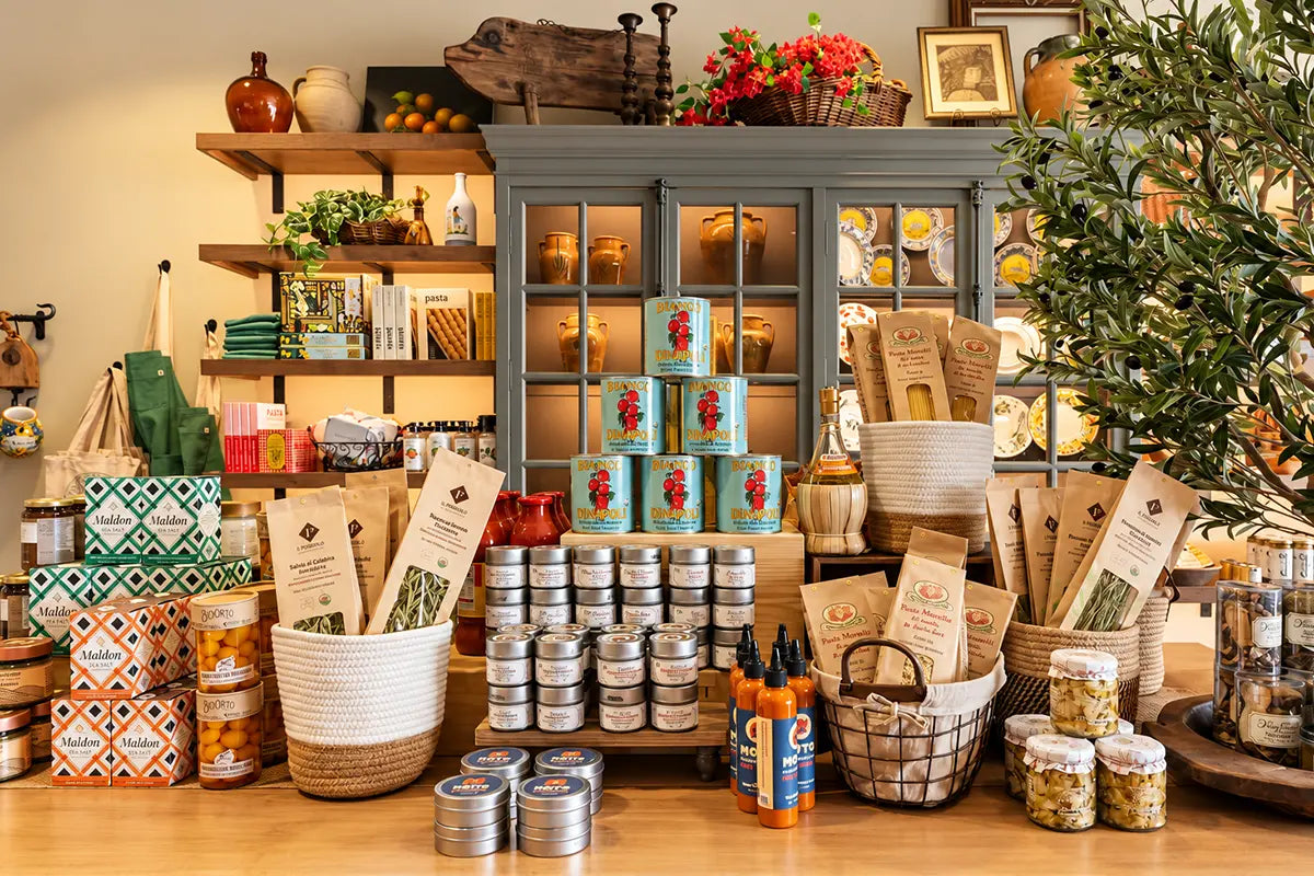 Selection of Italian market items from Pastaria Vivi in Encinitas